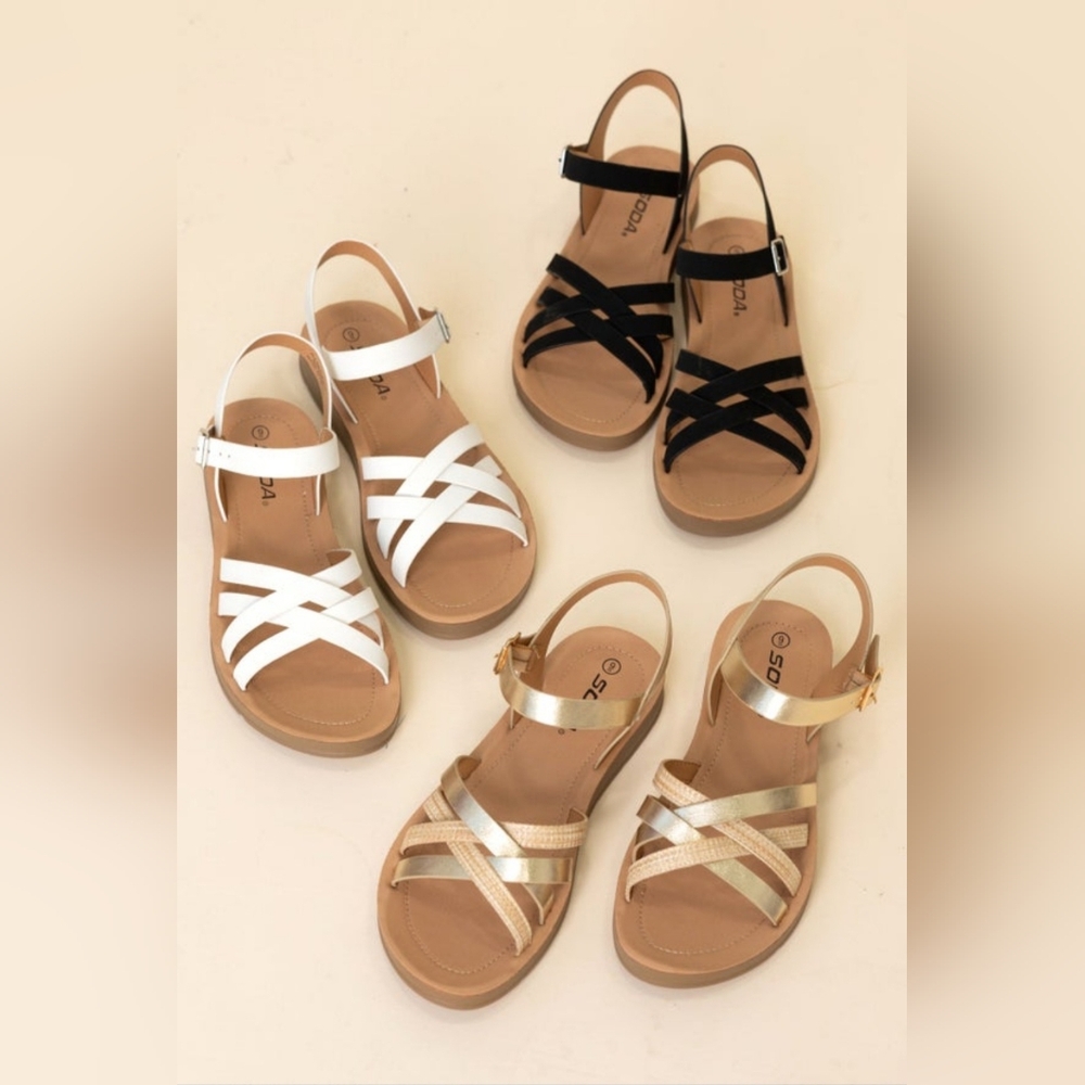 Soda Strappy Sandals in Black (NWB)